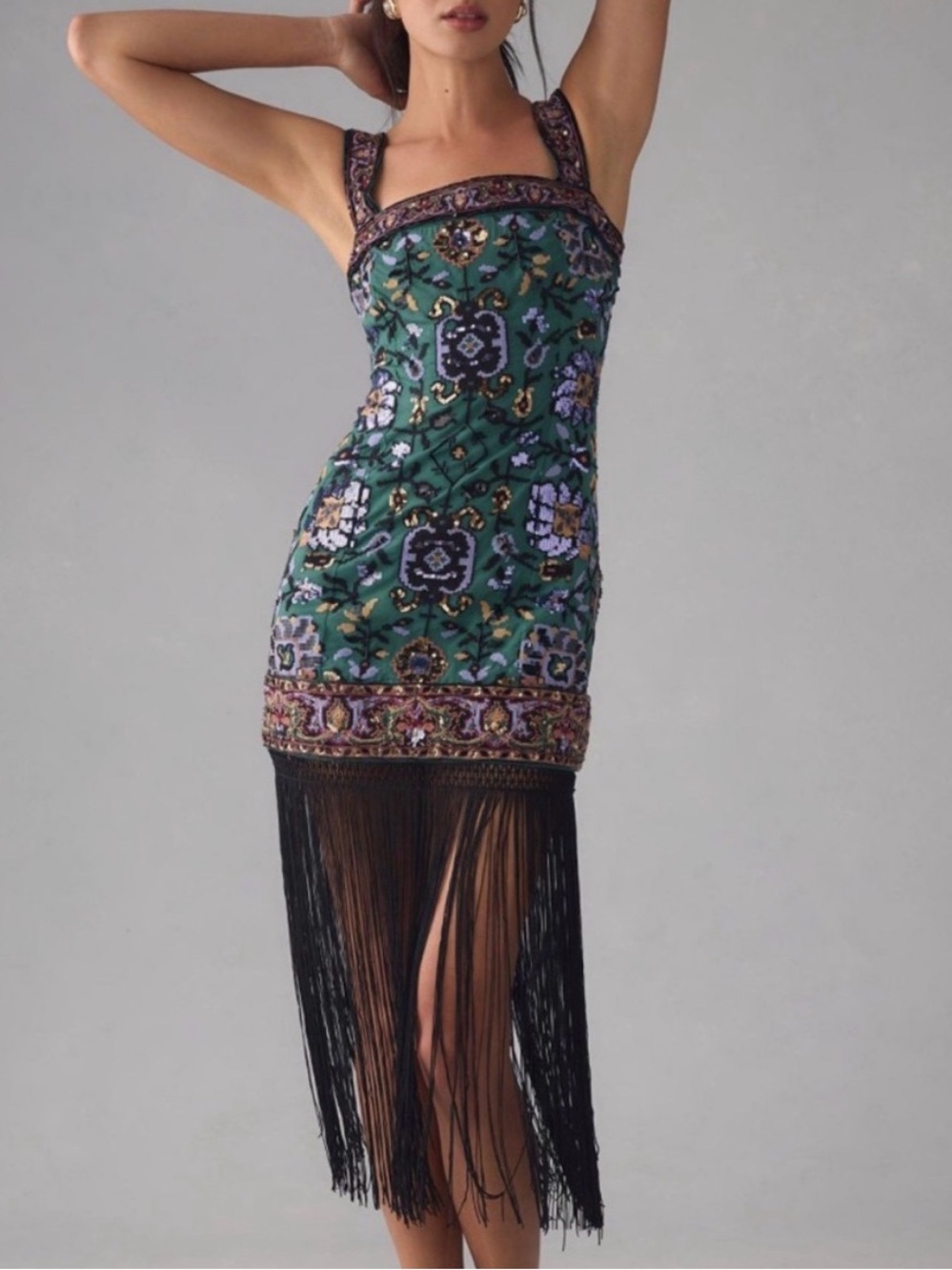 “Slim Fringed Midi Dress" from By Anthropologie - W Size US14